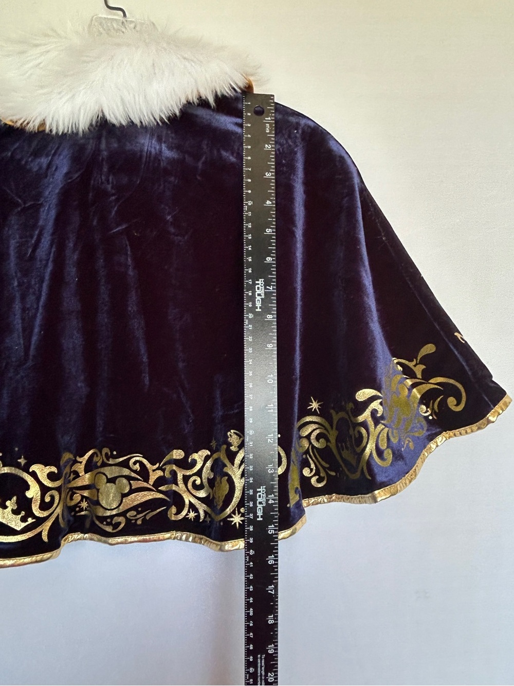 Disney NCL royal court tea Beauty & The Beast cape blue velvet white faux fur - Picture 6 of 10